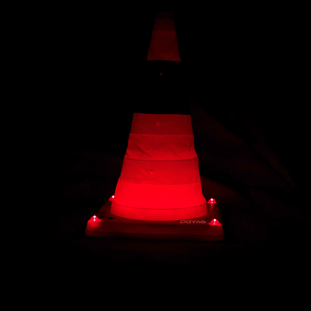 DGYAO Collapsible Roadside Emergency Cone with Reflective Strips & Flashing Red Strobe Light, Portable Retractable Warning Triangle Safety Kit for Car Breakdown, Truck, SUV - Image 2